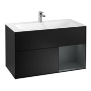 V&B Waschtischunterschrank Finion Reg re md bl. m Lac, Black matt lacquer