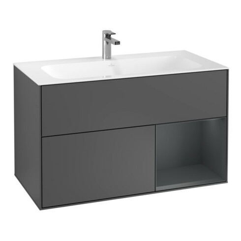 V&B Waschtischunterschrank Finion Reg re md bl. m Lacquer, Anthracite matt