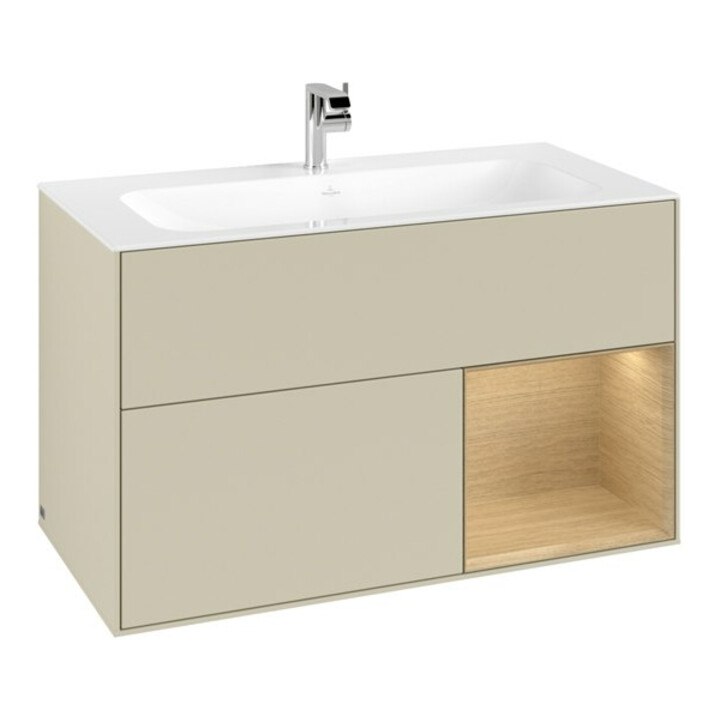 V&B Waschtischunterschrank Finion Reg re Oa Veneer, Silk Grey Matt Lacquer