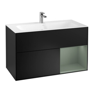 V&B Waschtischunterschrank Finion Reg re Oli. m Lac, Black matt lacquer