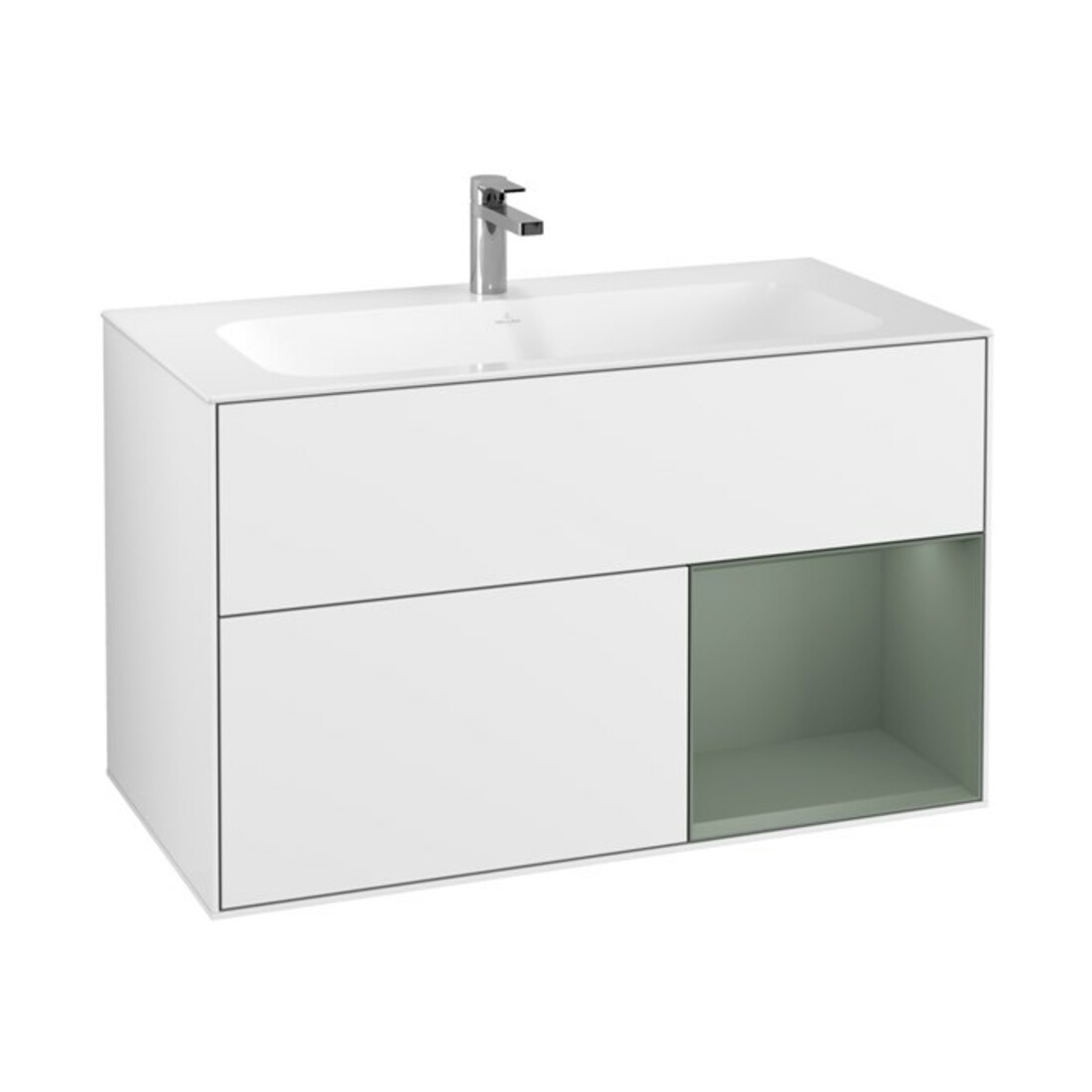 V&B Waschtischunterschrank Finion Reg re Oli. m Lac, Glossy white lacquer