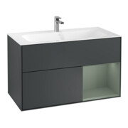 V&B Waschtischunterschrank Finion Reg re Oli. m Lac, md Blue Matt Lacquer