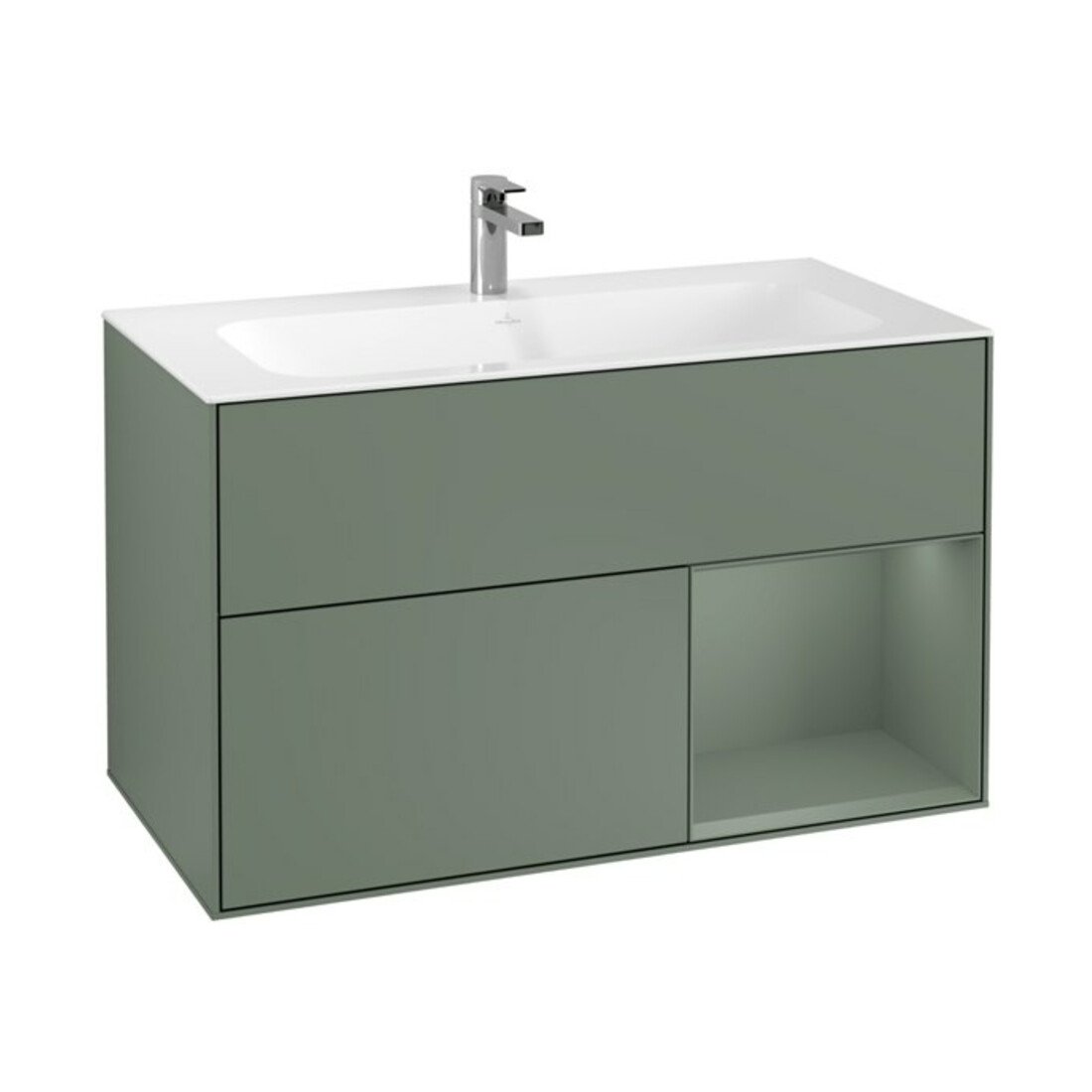 V&B Waschtischunterschrank Finion Reg re Oli. m Lac, Olive Matt Lacquer