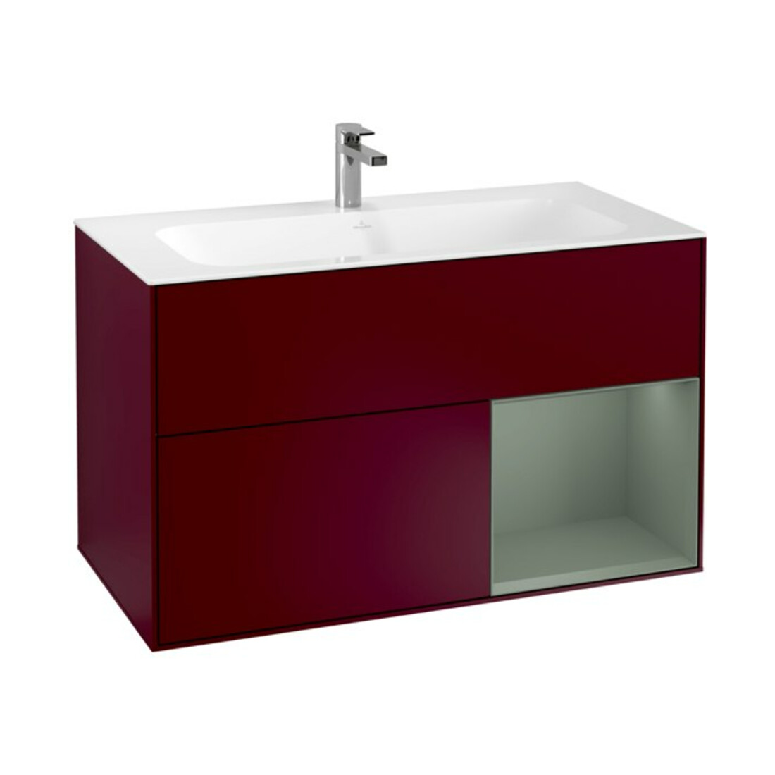 V&B Waschtischunterschrank Finion Reg re Olive Matt Lacquer, Peony Matt