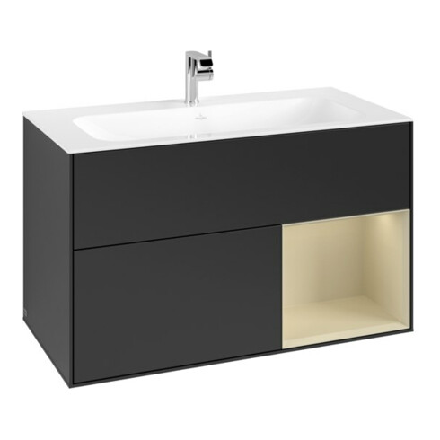 V&B Waschtischunterschrank Finion Reg re si Gr m Lac, Black matt lacquer