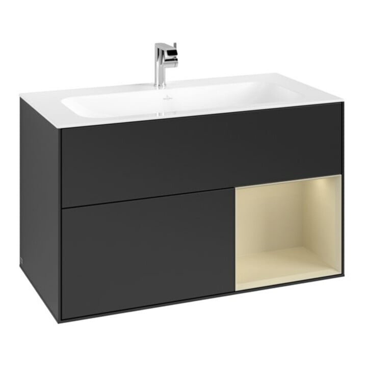 V&B Waschtischunterschrank Finion Reg re si Gr m Lac, Black matt lacquer