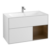 V&B Waschtischunterschrank Finion Reg re Walnut veneer, White matt lacquer