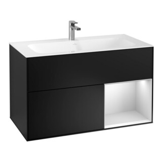 V&B Waschtischunterschrank Finion Reg re wh. m lacquer, Black matt lacquer