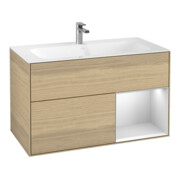 V&B Waschtischunterschrank Finion Reg re White matt lacquer, Oak Veneer