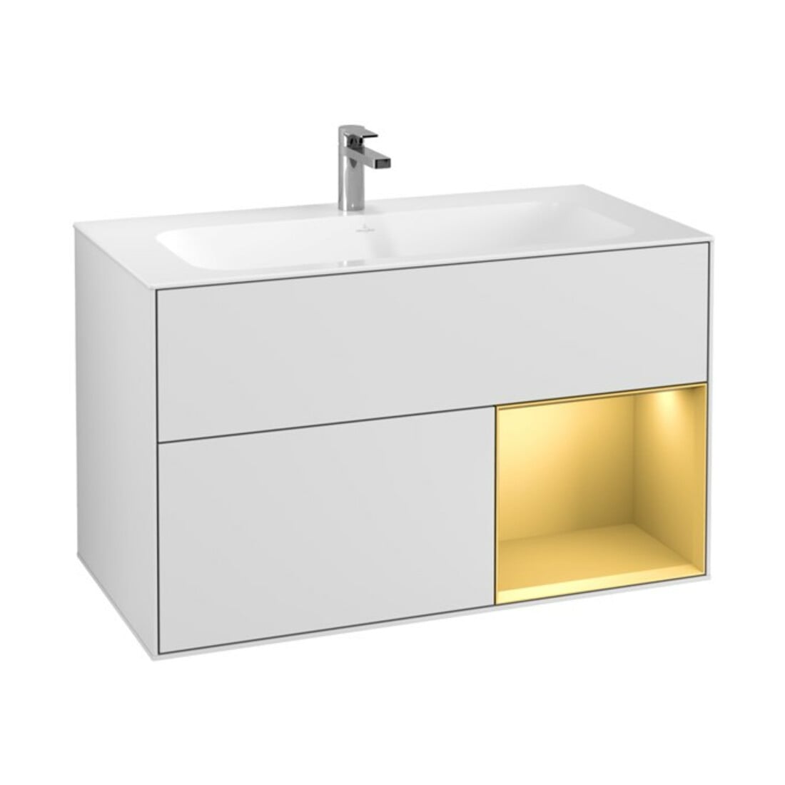 V&B Waschtischunterschrank Finion Reg rechts Gold matt, White matt lacquer