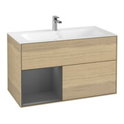 V&B Waschtischunterschrank Finion Regal links Anthracite matt, Oak Veneer