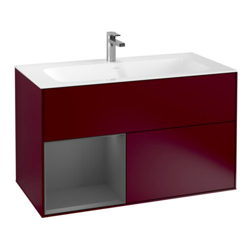V&B Waschtischunterschrank Finion Regal links Anthracite matt, Peony Matt