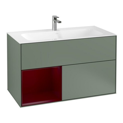 V&B Waschtischunterschrank Finion Regal links Peony, Olive Matt Lacquer