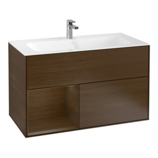 V&B Waschtischunterschrank Finion Regal links Walnut veneer, Walnut veneer