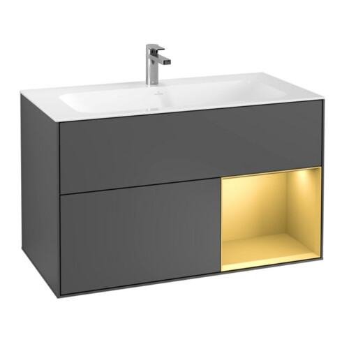 V&B Waschtischunterschrank Finion Regal rechts Gold matt, Anthracite matt