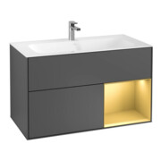 V&B Waschtischunterschrank Finion Regal rechts Gold matt, Anthracite matt