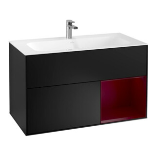 V&B Waschtischunterschrank Finion Regal rechts Peony, Black matt lacquer
