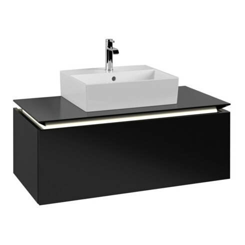 V&B Waschtischunterschrank Legato 100x38x50cm, WT m, m LED, bl ma Lac