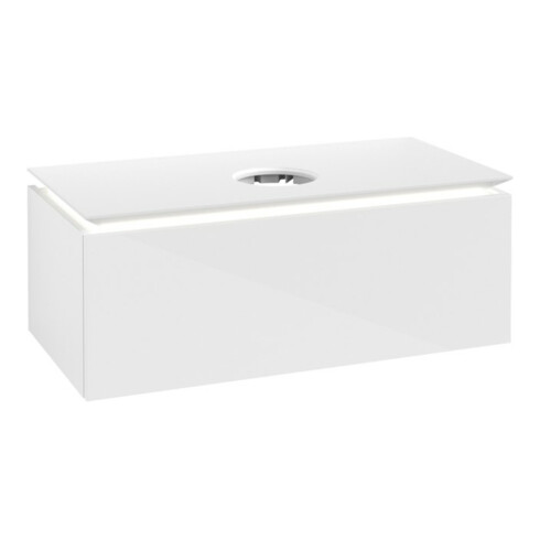 V&B Waschtischunterschrank Legato 100x38x50cm, WT m, m LED, glo wh.