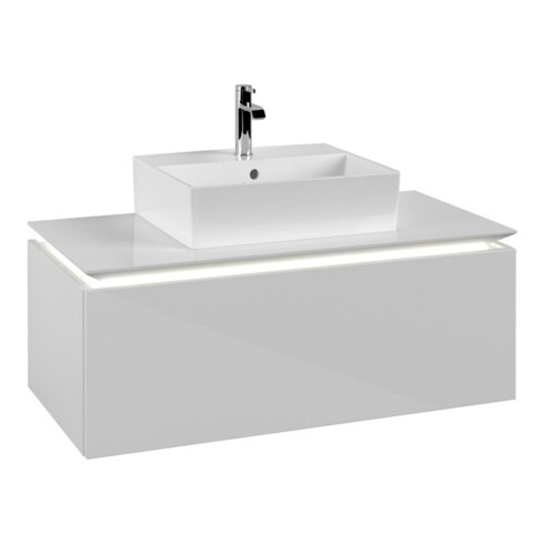 V&B Waschtischunterschrank Legato 100x38x50cm, WT m, m LED, glo wh.