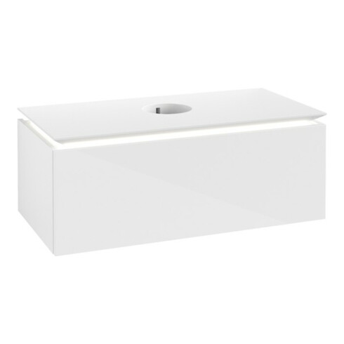 V&B Waschtischunterschrank Legato 100x38x50cm, WT m, m LED, glo wh.