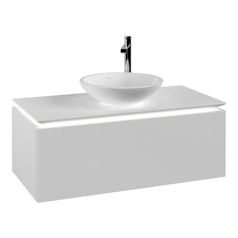 V&B Waschtischunterschrank Legato 100x38x50cm, WT m, m LED, wh. ma