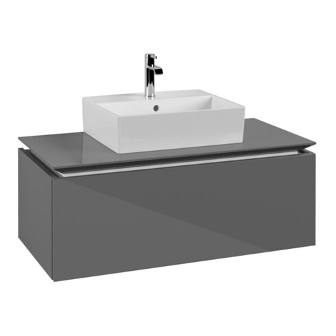 V&B Waschtischunterschrank Legato 100x38x50cm, WT mittig, Glossy Grey