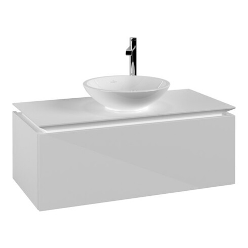 V&B Waschtischunterschrank Legato 100x38x50cm, WT mittig, Glossy White