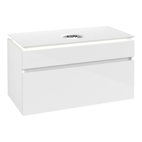 V&B Waschtischunterschrank Legato 100x55x50cm, WT m, m LED, glo wh.