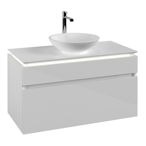 V&B Waschtischunterschrank Legato 100x55x50cm, WT m, m LED, glo wh.