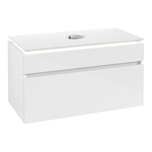 V&B Waschtischunterschrank Legato 100x55x50cm, WT m, m LED, glo wh.