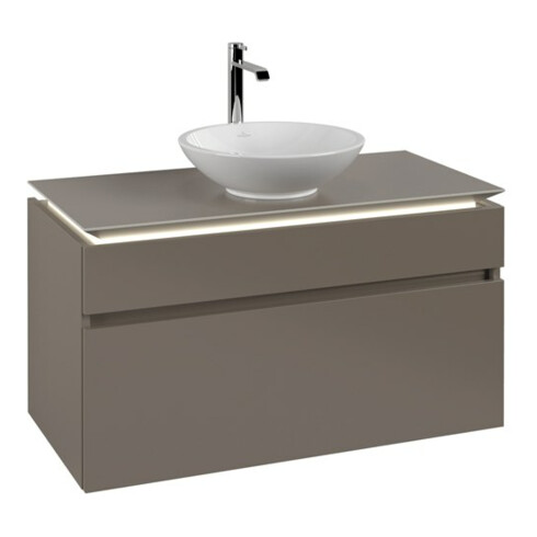 V&B Waschtischunterschrank Legato 100x55x50cm, WT m, m LED, Truffle Gr