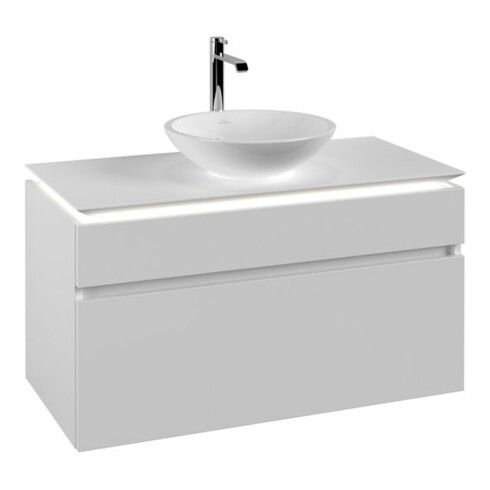 V&B Waschtischunterschrank Legato 100x55x50cm, WT m, m LED, wh. ma