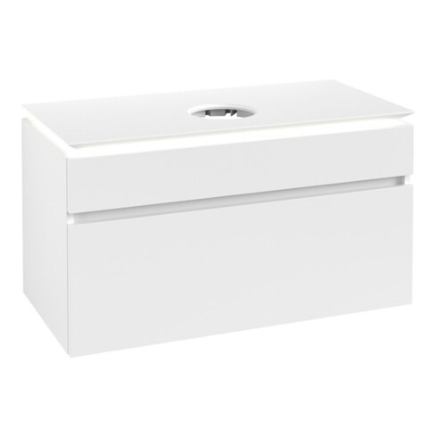 V&B Waschtischunterschrank Legato 100x55x50cm, WT m, m LED, wh. ma