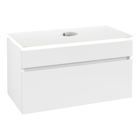 V&B Waschtischunterschrank Legato 100x55x50cm, WT m, m LED, wh. ma