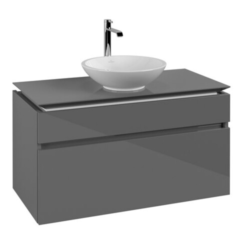 V&B Waschtischunterschrank Legato 100x55x50cm, WT mittig, Glossy Grey