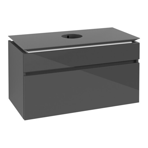 V&B Waschtischunterschrank Legato 100x55x50cm, WT mittig, Glossy Grey