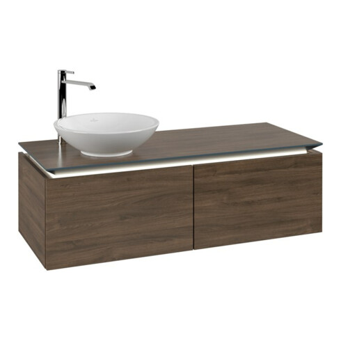 V&B Waschtischunterschrank Legato 120x38x50cm, WT li, m LED, Ariz. Oa