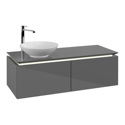 V&B Waschtischunterschrank Legato 120x38x50cm, WT li, m LED, glo Gr