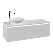 V&B Waschtischunterschrank Legato 120x38x50cm, WT li, m LED, glo wh.
