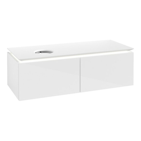V&B Waschtischunterschrank Legato 120x38x50cm, WT li, m LED, glo wh.