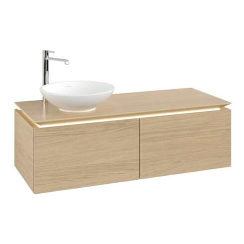 V&B Waschtischunterschrank Legato 120x38x50cm, WT li, m LED, Nord Oa