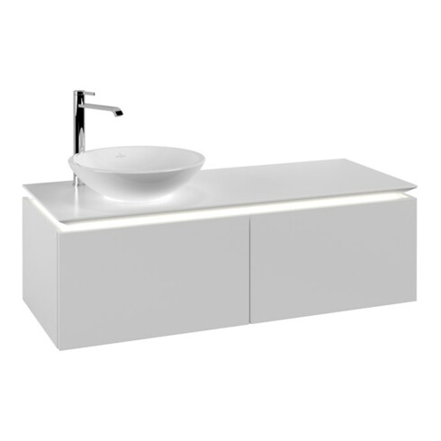 V&B Waschtischunterschrank Legato 120x38x50cm, WT li, m LED, wh. ma