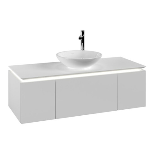 V&B Waschtischunterschrank Legato 120x38x50cm, WT m, m LED, wh. ma