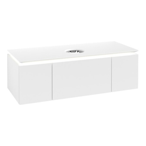 V&B Waschtischunterschrank Legato 120x38x50cm, WT m, m LED, wh. ma
