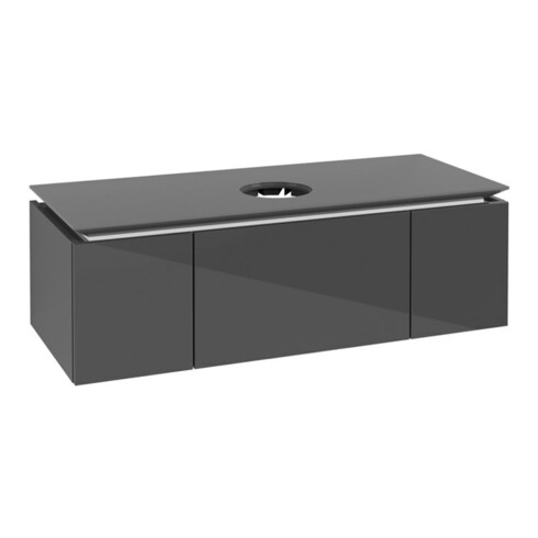 V&B Waschtischunterschrank Legato 120x38x50cm, WT mittig, Glossy Grey