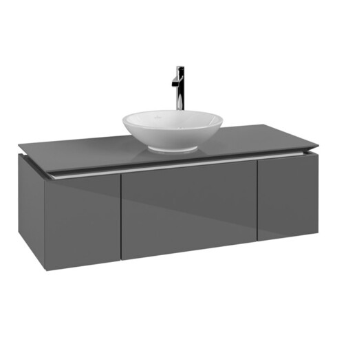 V&B Waschtischunterschrank Legato 120x38x50cm, WT mittig, Glossy Grey