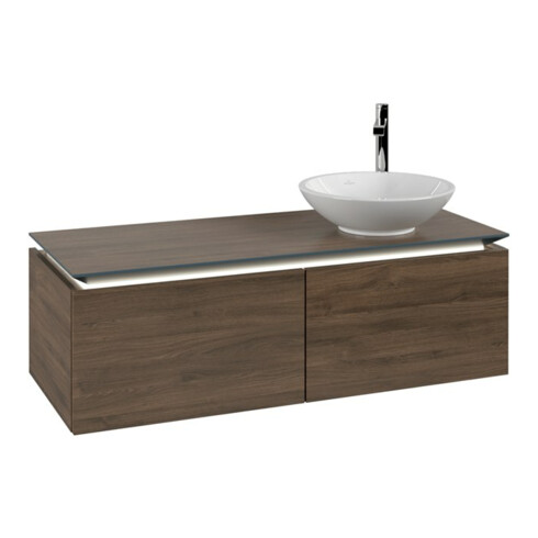 V&B Waschtischunterschrank Legato 120x38x50cm, WT R, m LED, Ariz. Oa