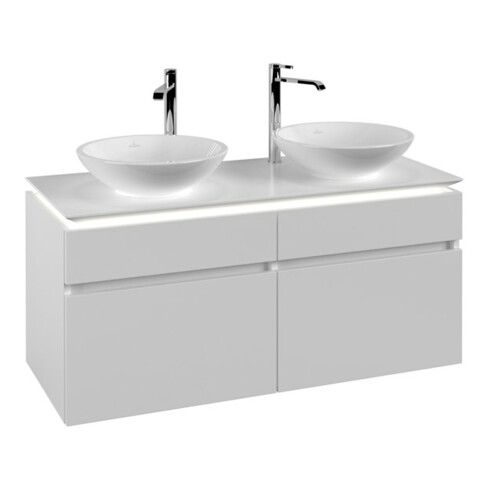 V&B Waschtischunterschrank Legato 120x55x50cm, f 2 WT, m LED, wh. ma