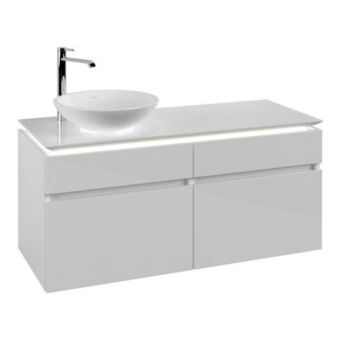 V&B Waschtischunterschrank Legato 120x55x50cm, WT li, m LED, glo wh.